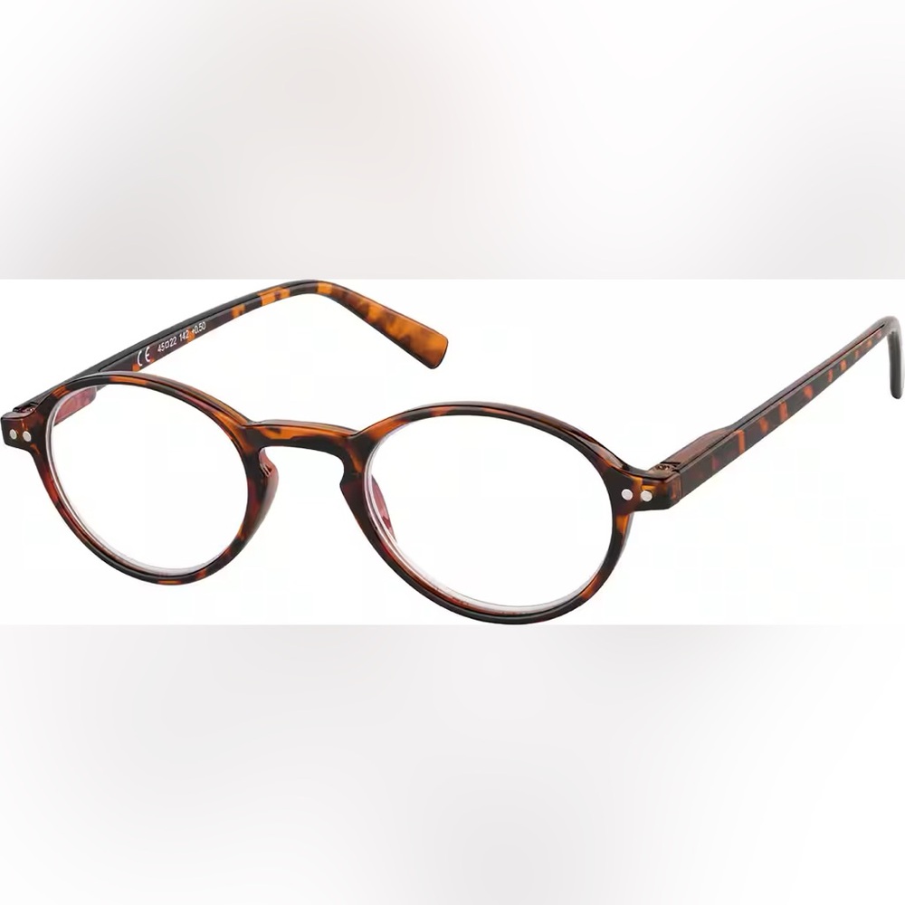 ZENNI Brown & Black Tortoiseshell Round Readers Glasses #R004725100 +1.00 Spring